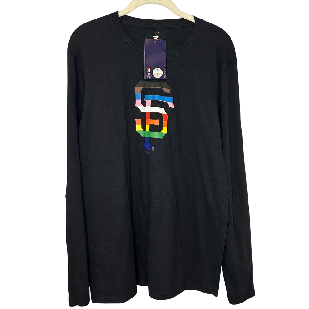 San Francisco Giants Baseball Pride Long Sleeve T-Shirt Black SF Logo Mens M NEW